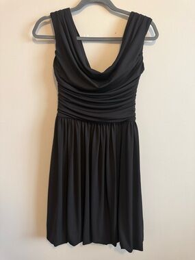 Maggy London Black Scoop Neck Ruched Waist Mini Dress Size 4